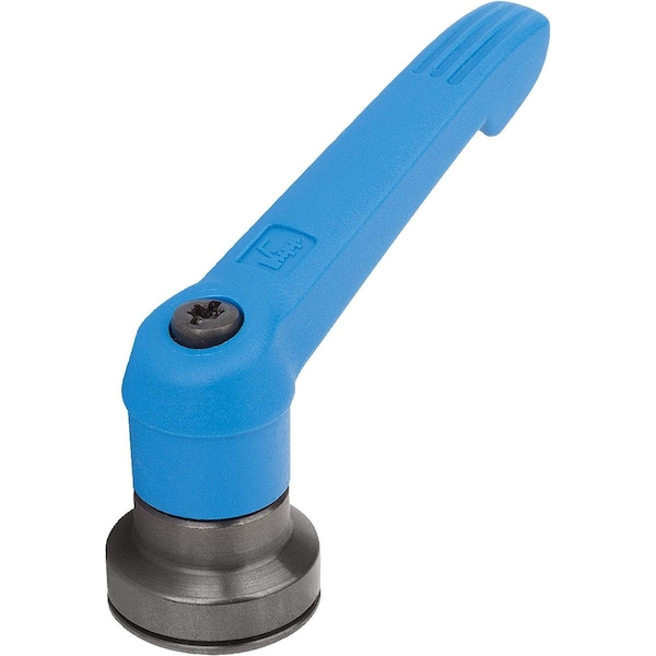 Adjustable Handle W Clamp Force Intensif Size:2, M08, Plastic Blue , Comp:Steel Black Oxidized